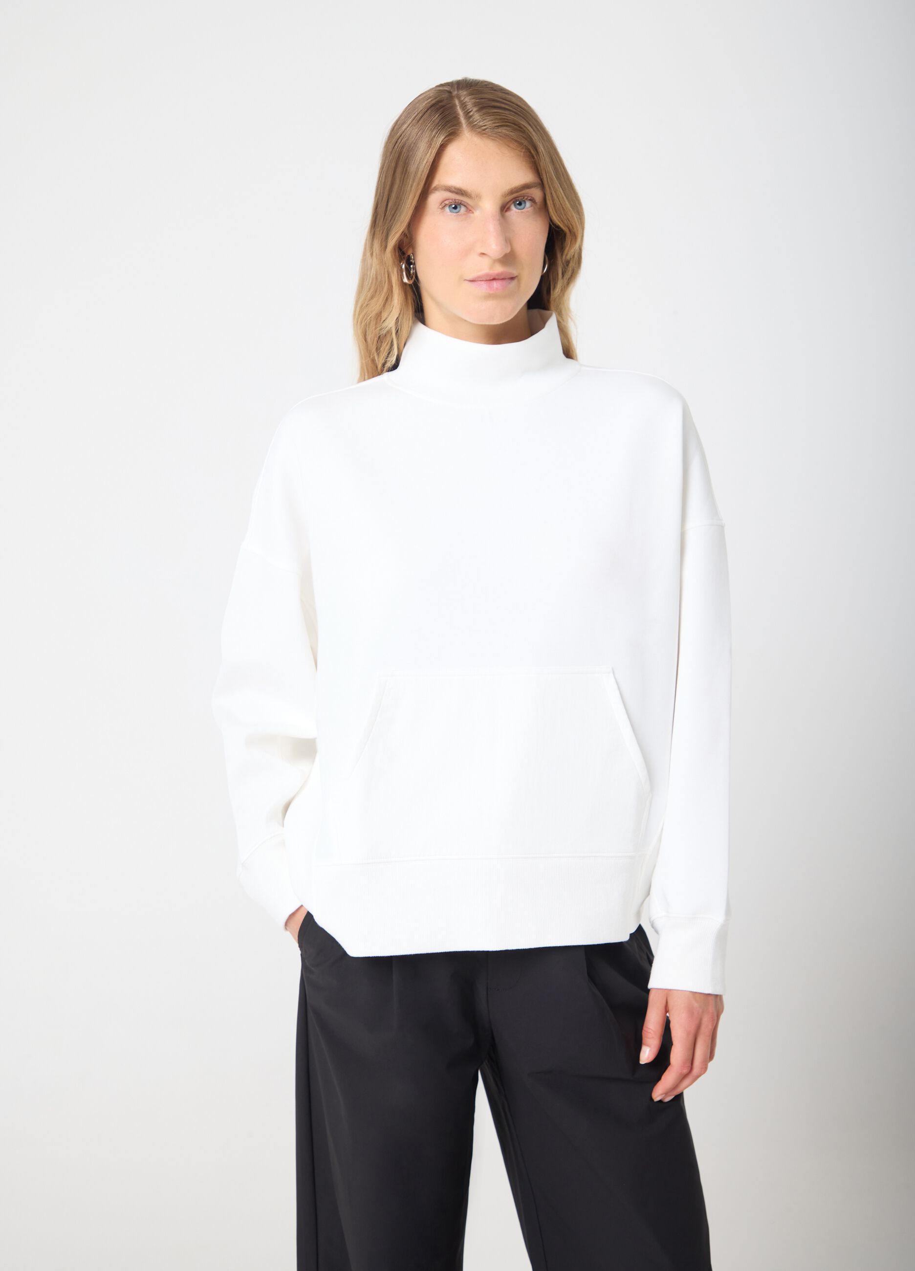 High-neck sweatshirt with contrast fabric pocket ALTAVIA STUDIO
