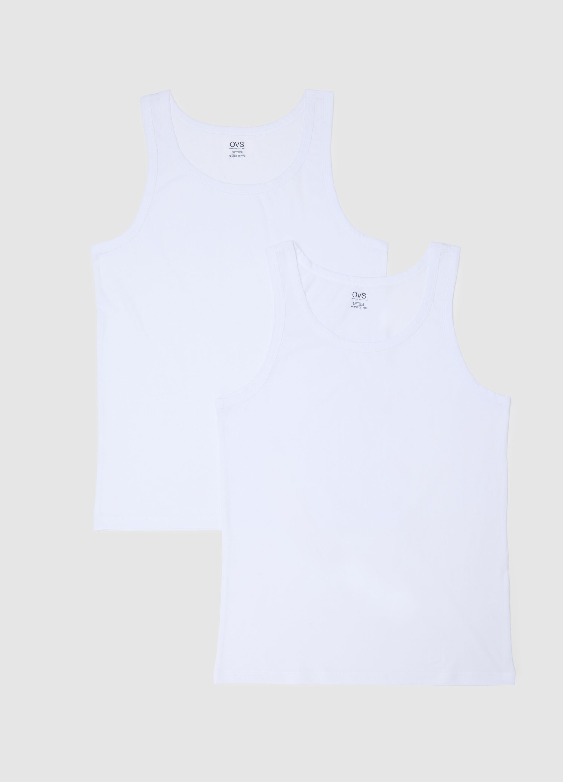 Set of two white pure cotton regular fit vests