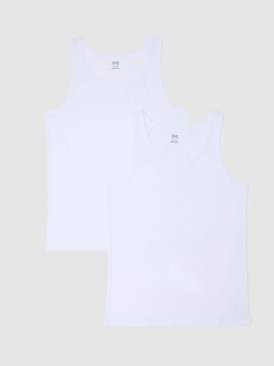 Set of two white pure cotton regular fit vests_4