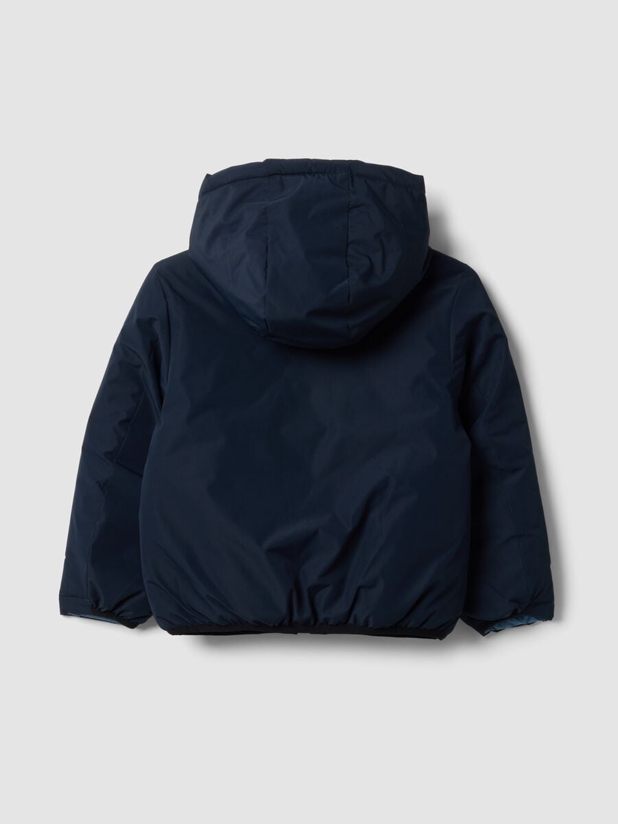 Giubbotto Ultralight reversibile azzurro con cappuccio e zip per bambino_3