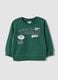 Felpa verde in puro cotone con girocollo e stampa per bimbo regular fit_0