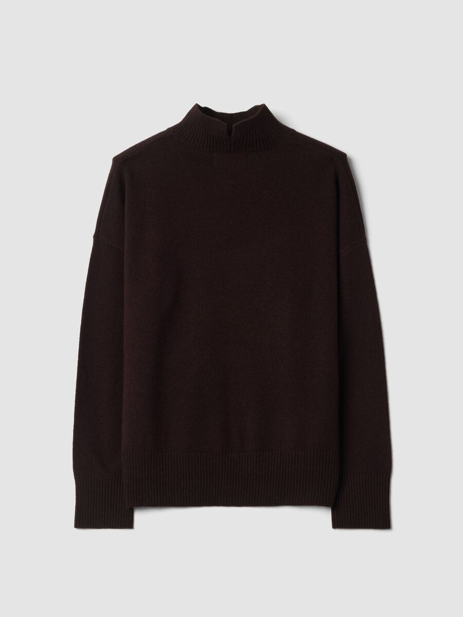 Brown pure wool jumper with high neck, oversized fit_2