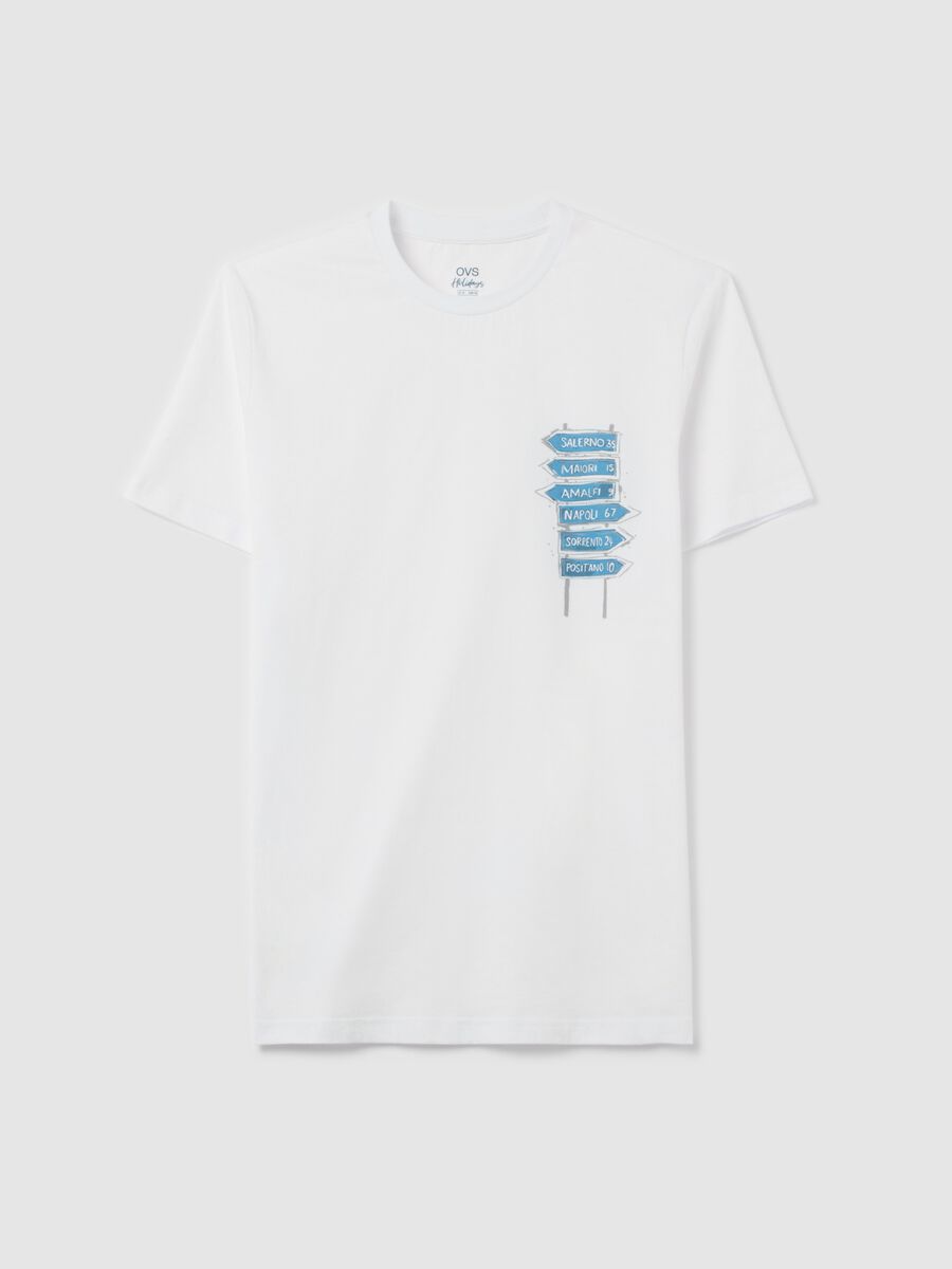 Cotton T-shirt with coastal cities motif print_4