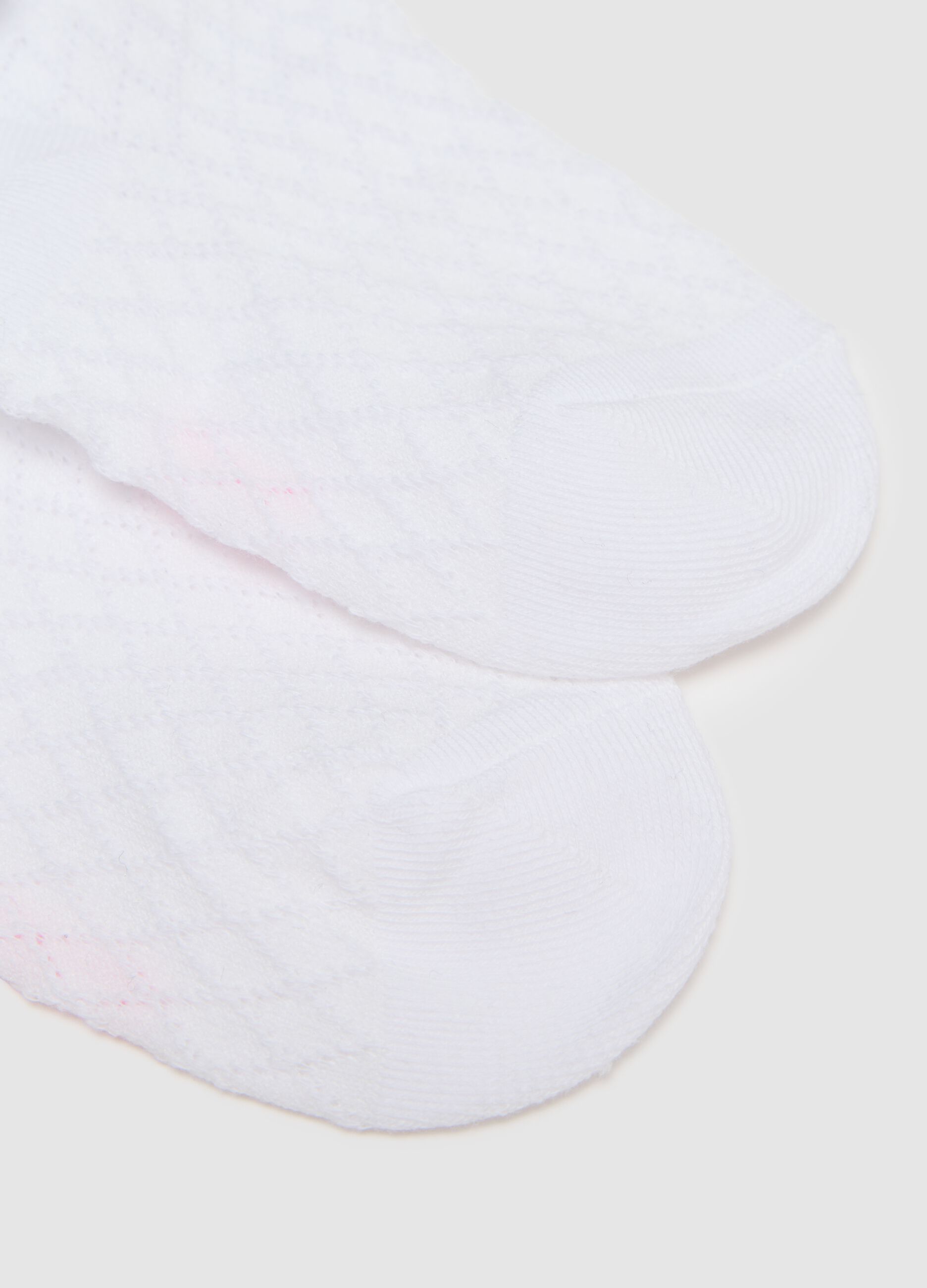 Calzini corti da bambina in cotone elasticizzato bianco con fiocco