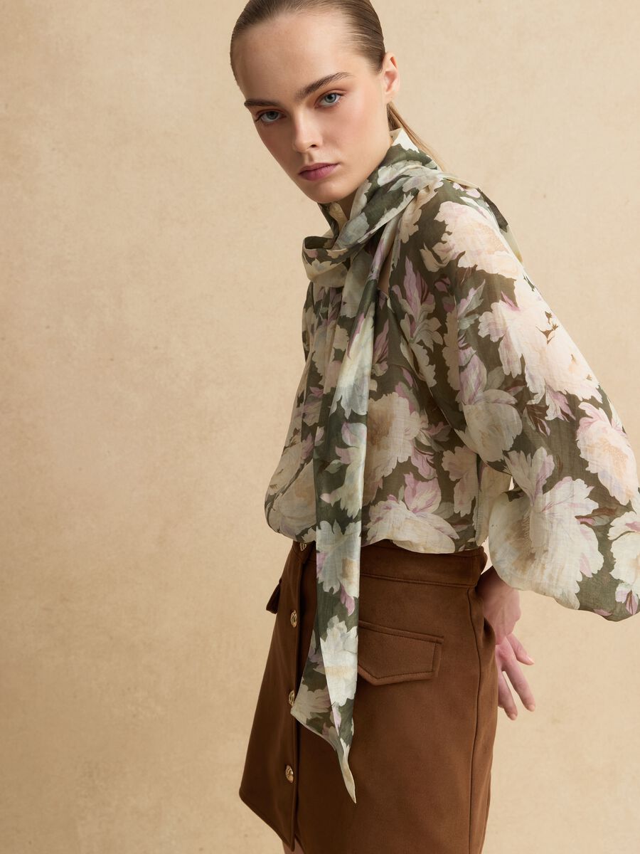 Multicoloured Lyocell blend regular fit shirt with floral patterns_0