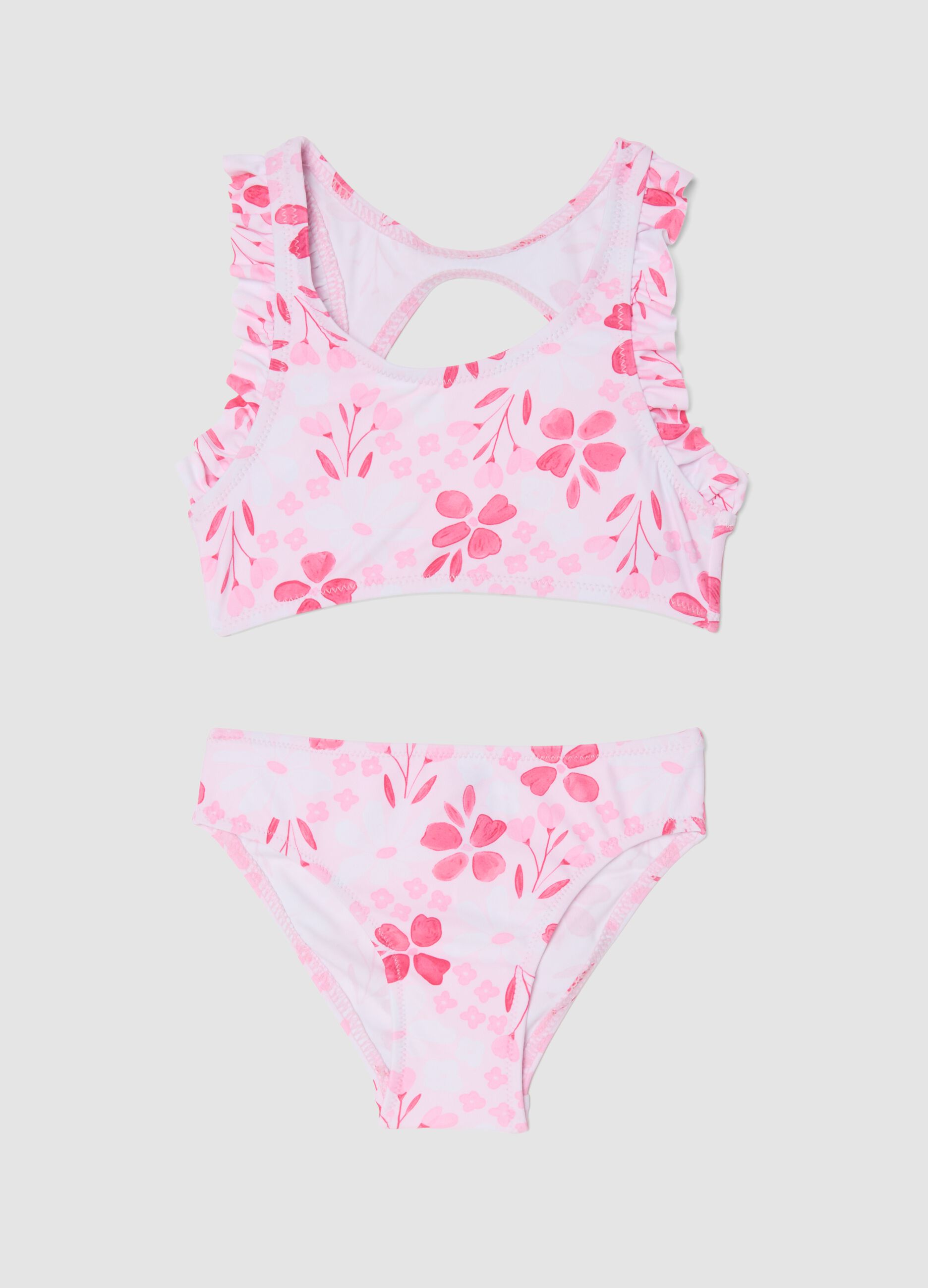 Pink stretch bikini with frills