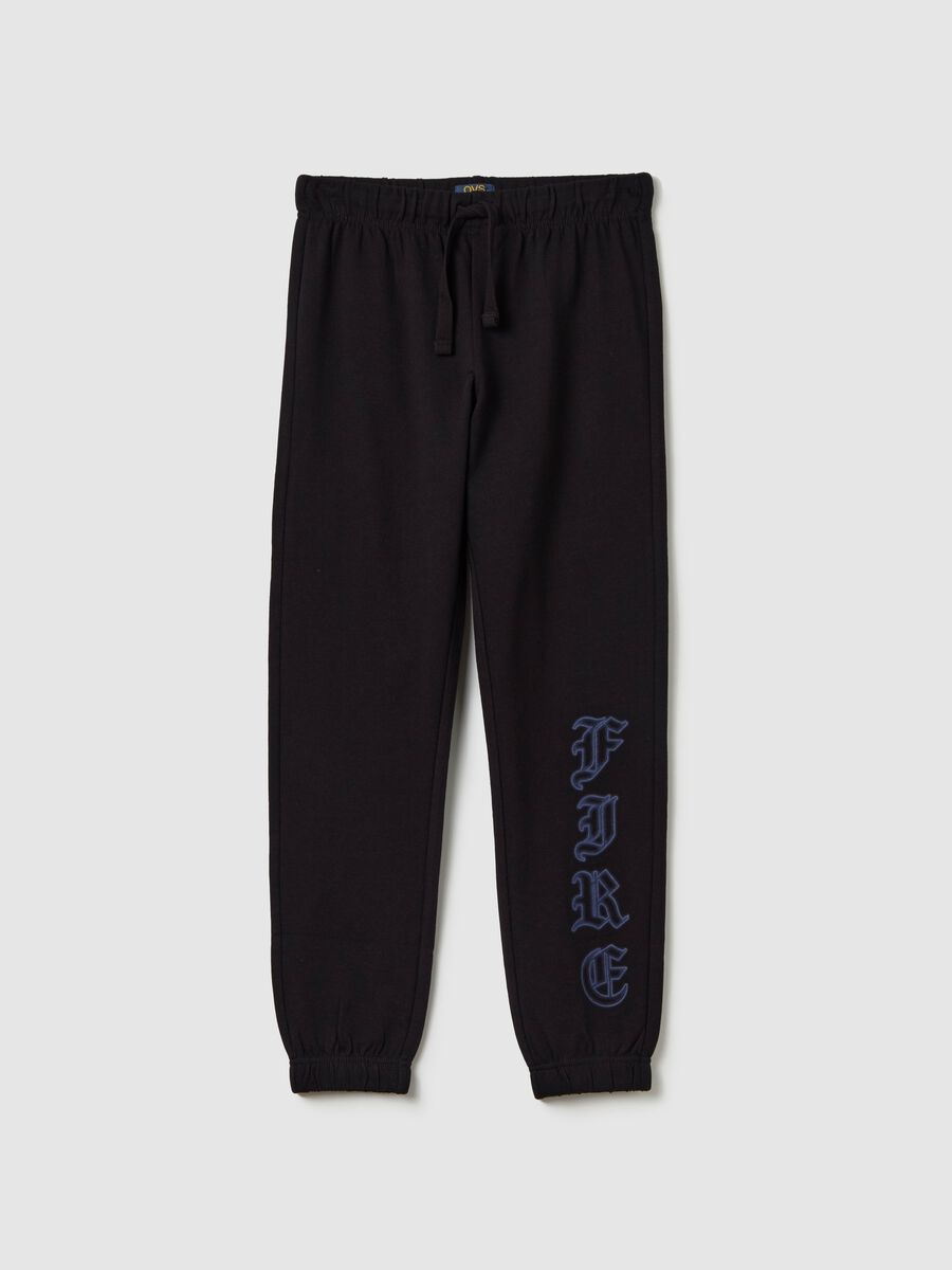 Joggers con coulisse e stampa "Fire"_0