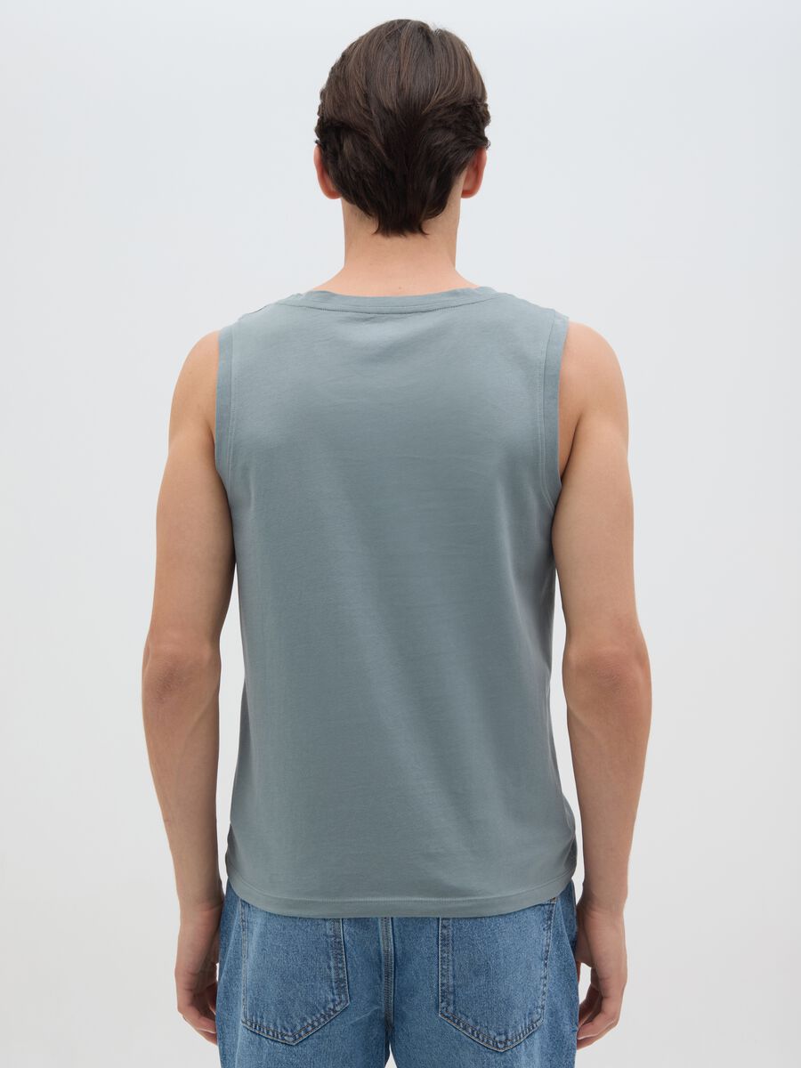Men's basic green cotton tank top, regular fit_3