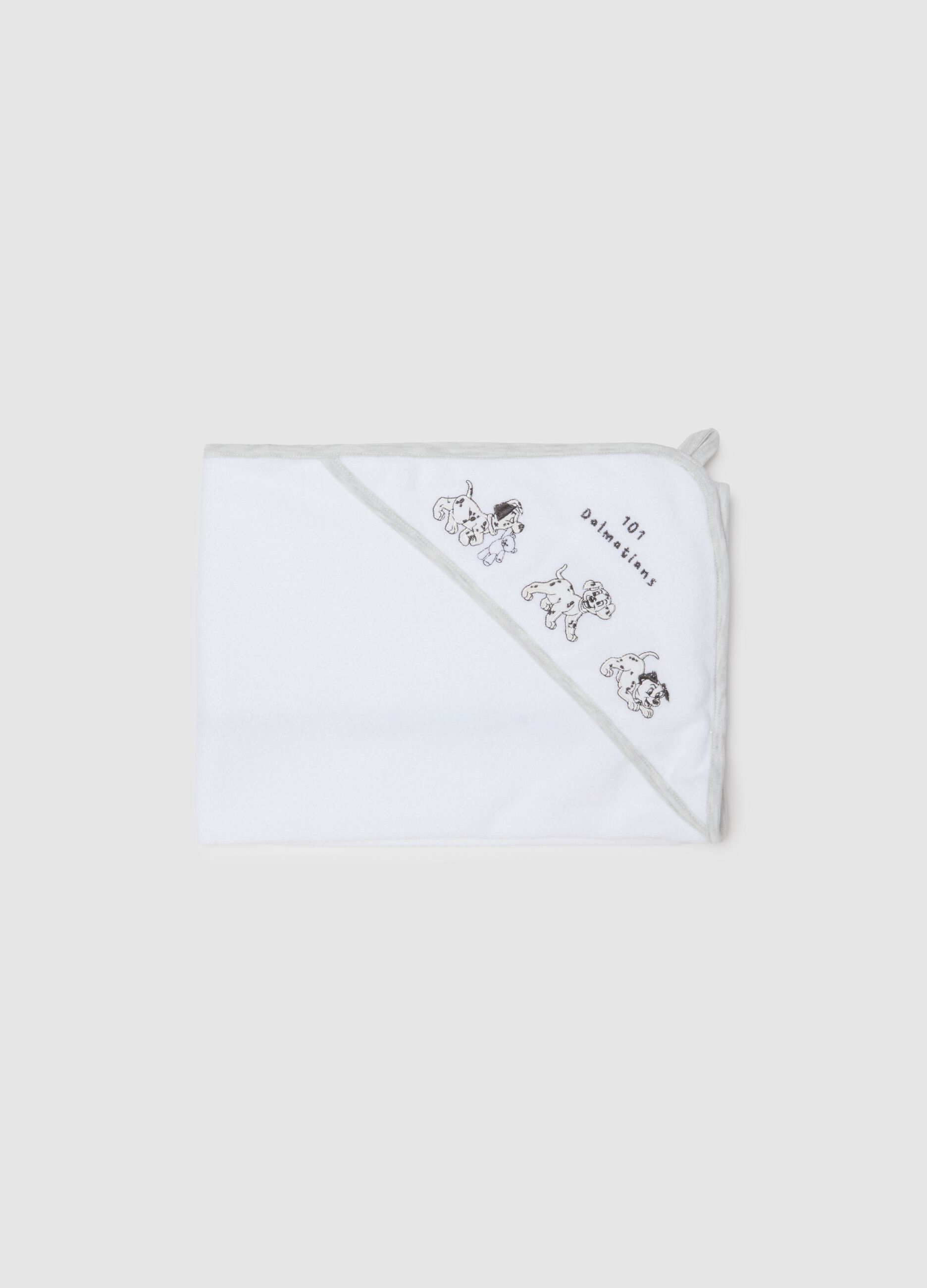 White newborn bathrobe in cotton blend with Disney pattern