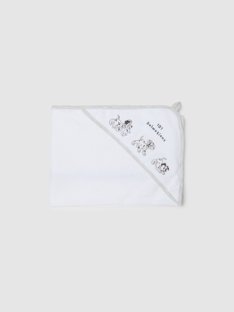 White newborn bathrobe in cotton blend with Disney pattern_0