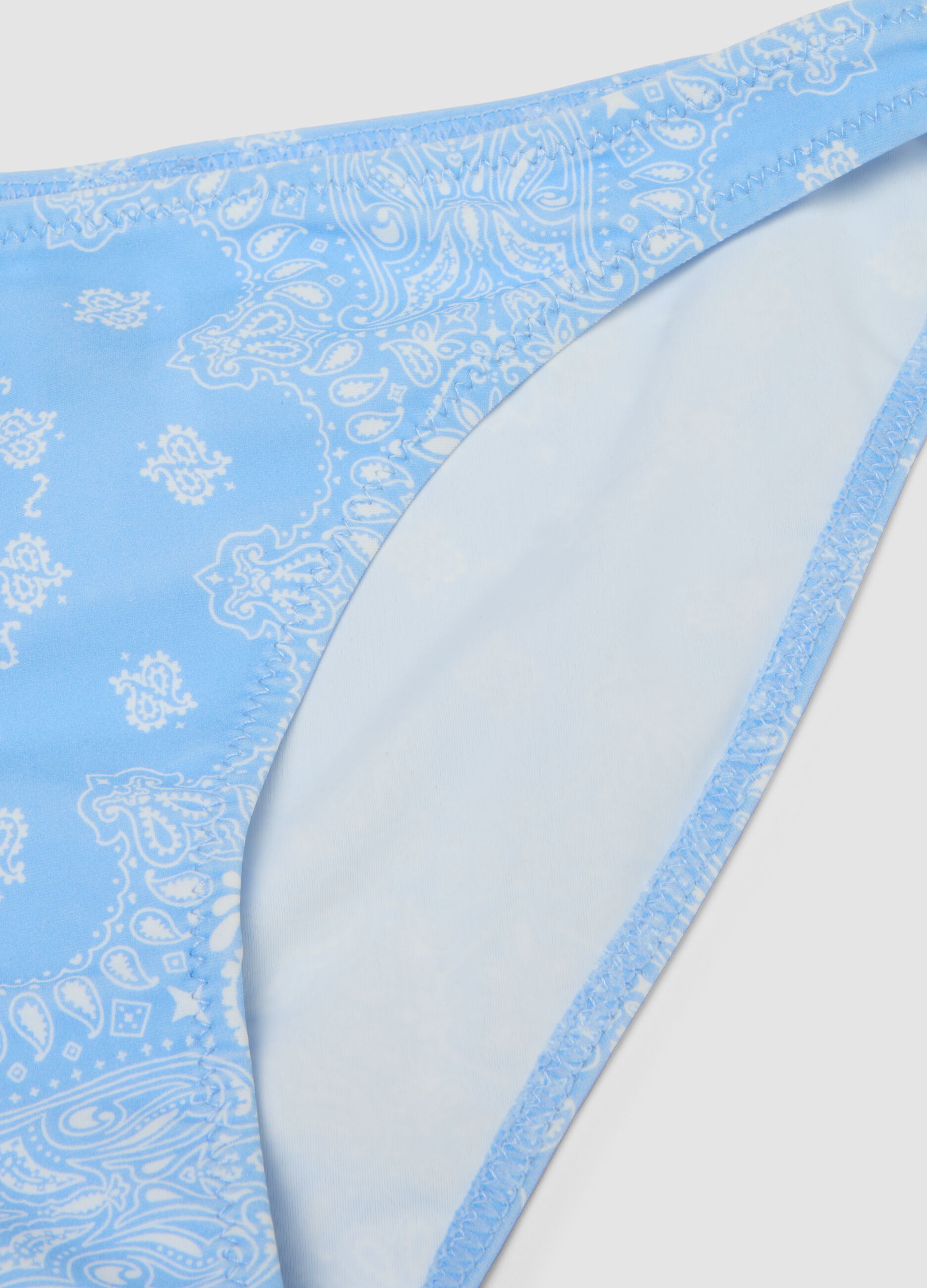 Girls&rsquo; blue stretch bikini with paisley print