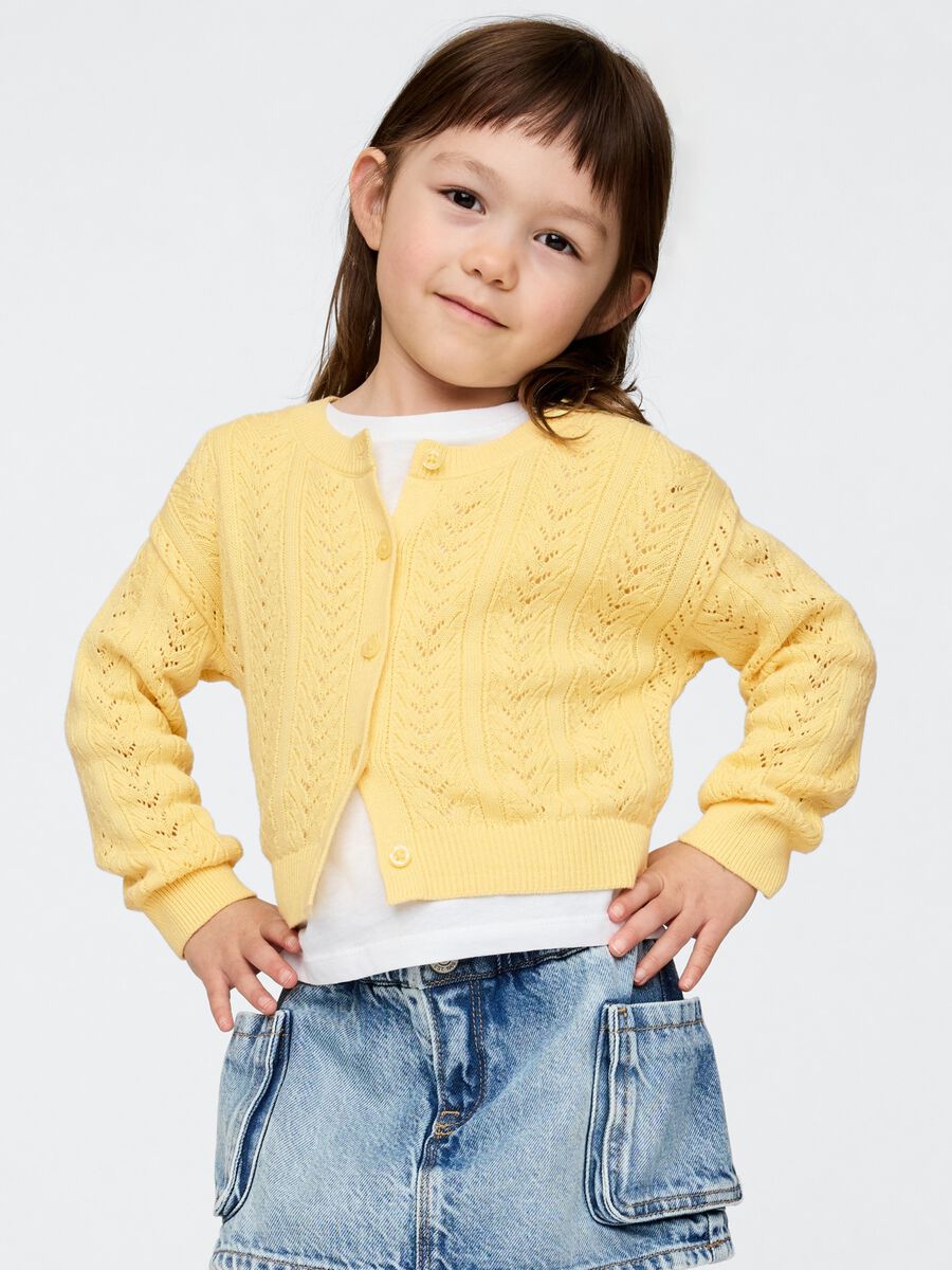 Cardigan in maglia traforata_0