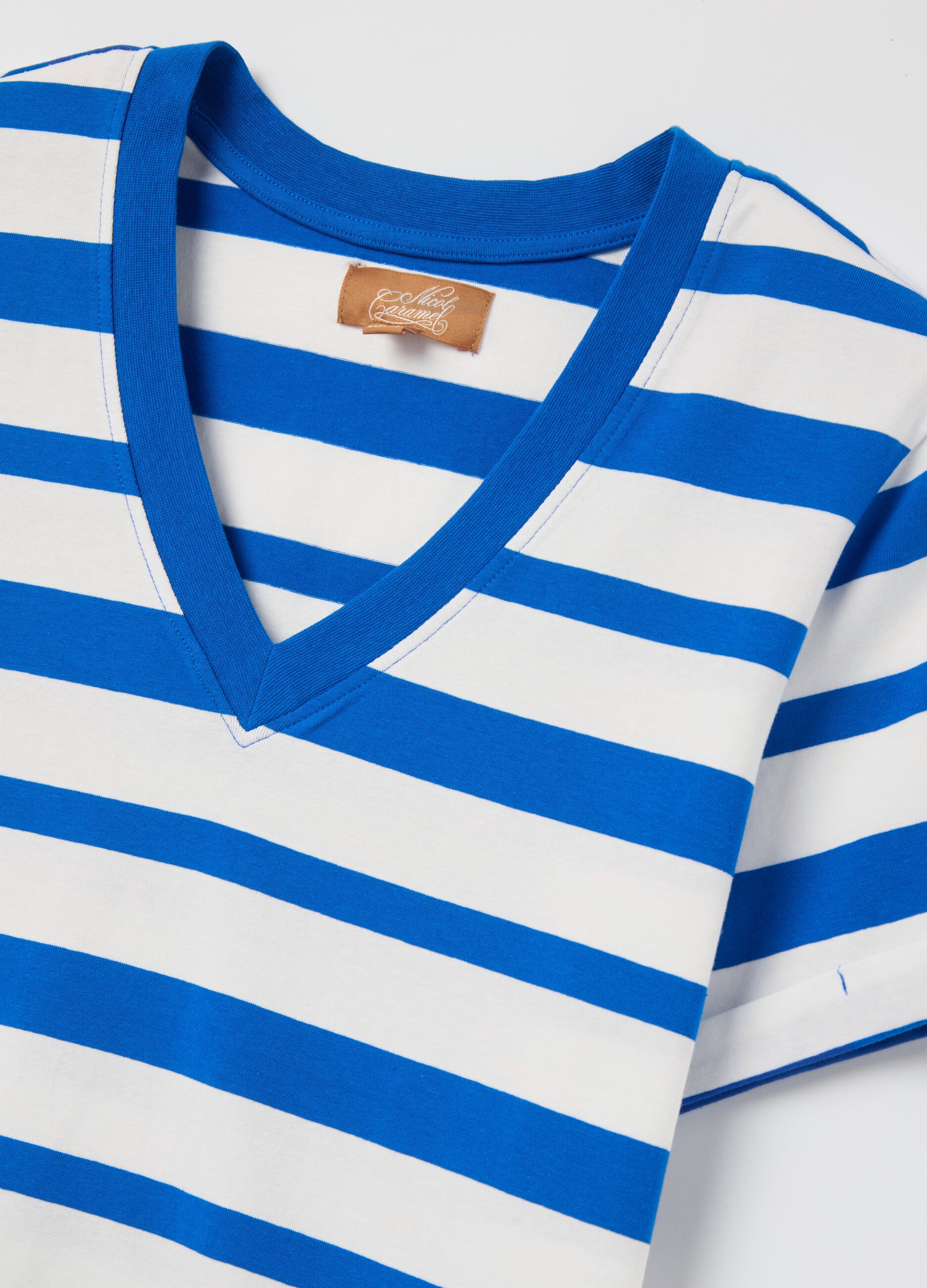 Striped maternity T-shirt with V neck