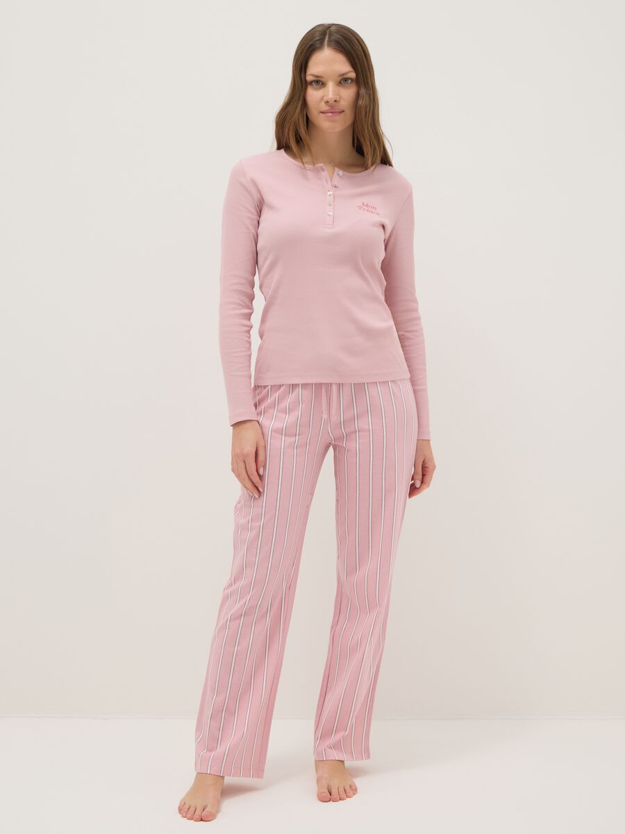 Pink striped pyjamas in pure cotton regular fit_0
