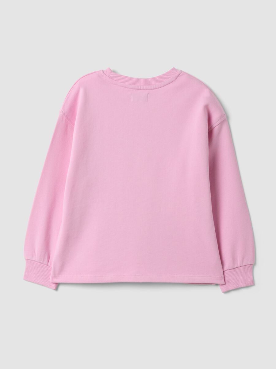 Felpa rosa in puro cotone con girocollo e stampa cuori per bambina_1