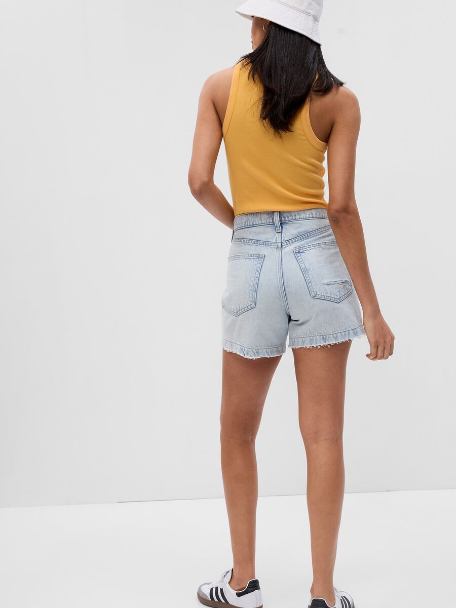 Shorts in denim a vita alta_1