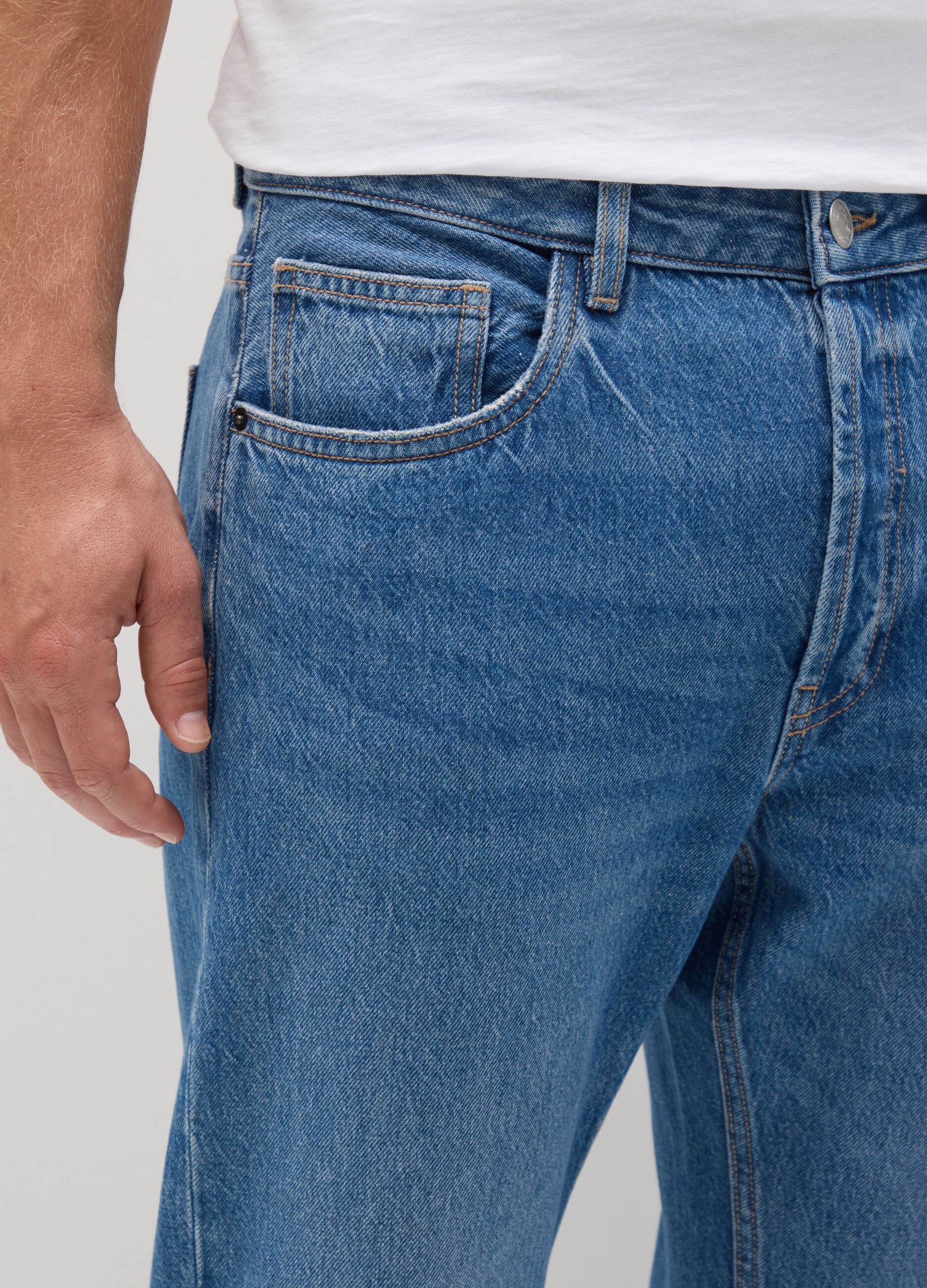 Jeans da uomo in puro cotone denim slim fit