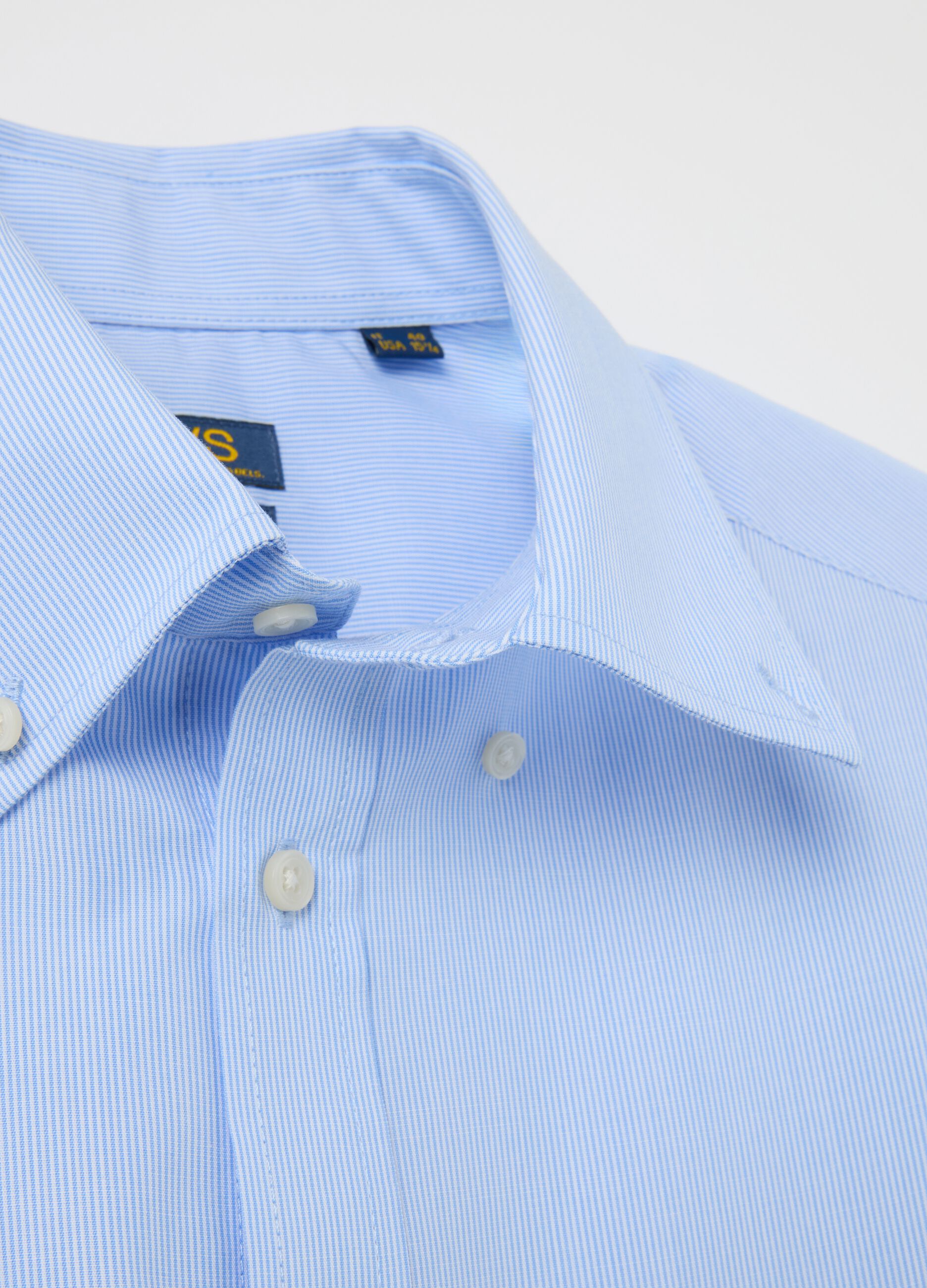 Camicia da uomo in misto cotone azzurra regular fit
