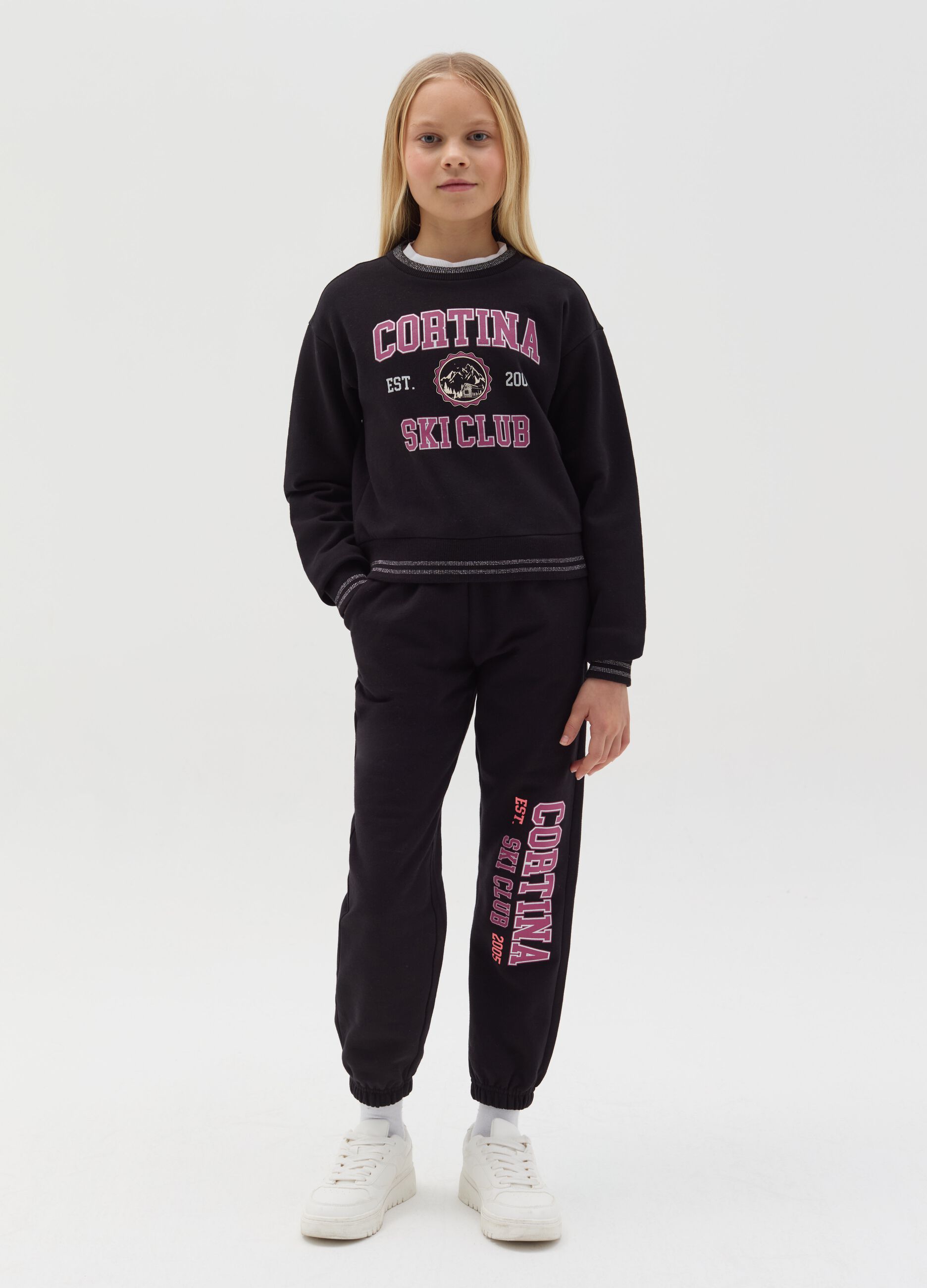 Fleece joggers with print