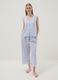 Light blue organic cotton pyjama trousers with broderie anglaise hem_0