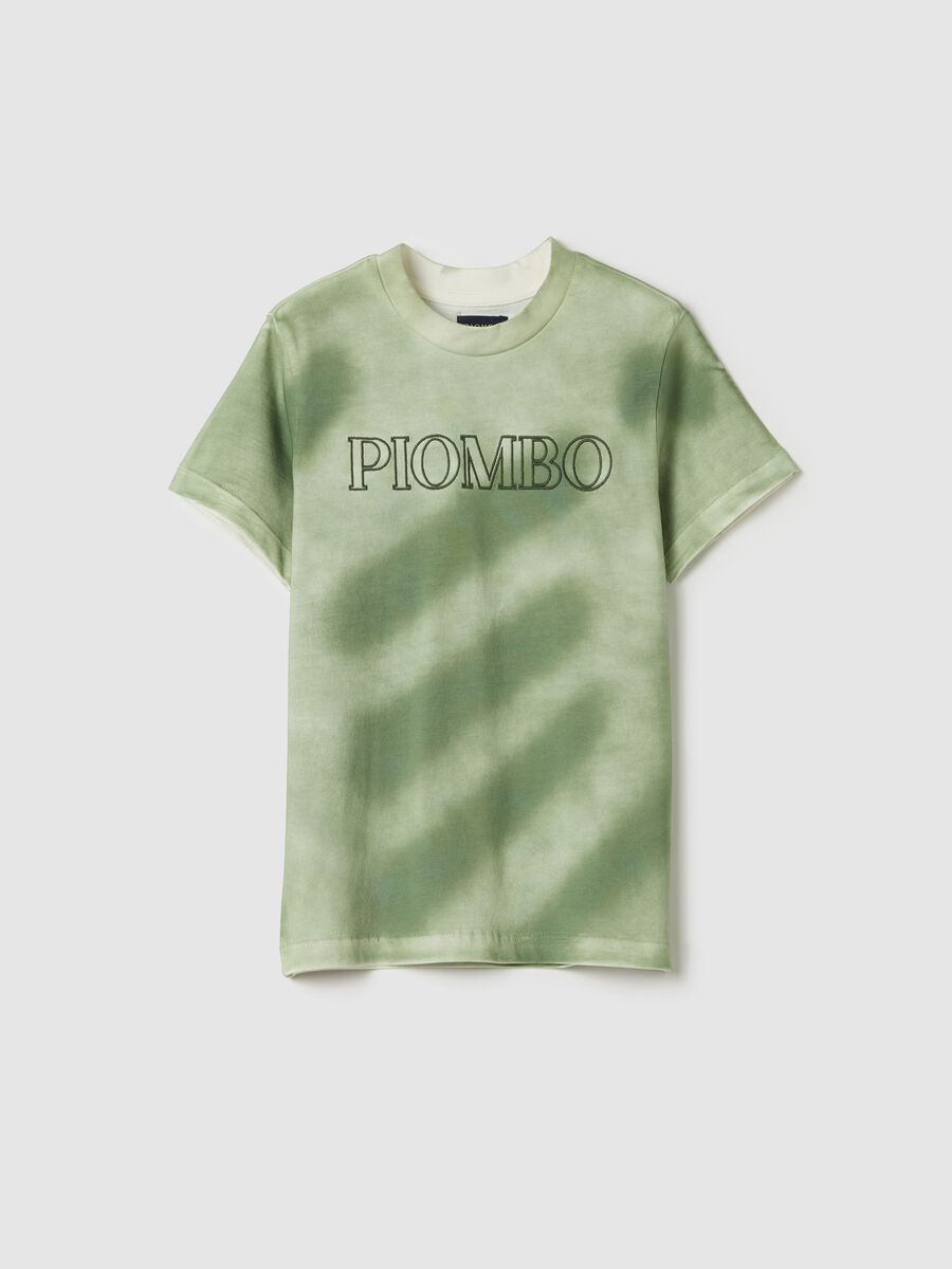 Green cotton T-shirt with logo embroidery_3