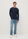 Regular Fit Long-Sleeve Stretch Cotton Blue T-shirt_1