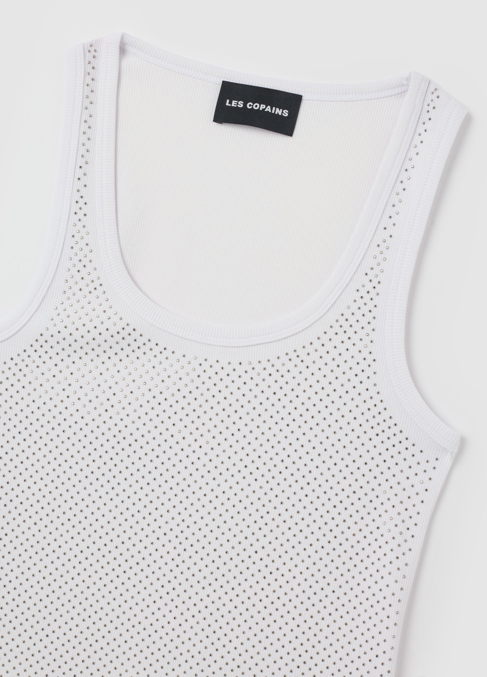 Women's White Blend Fitted Tank Top