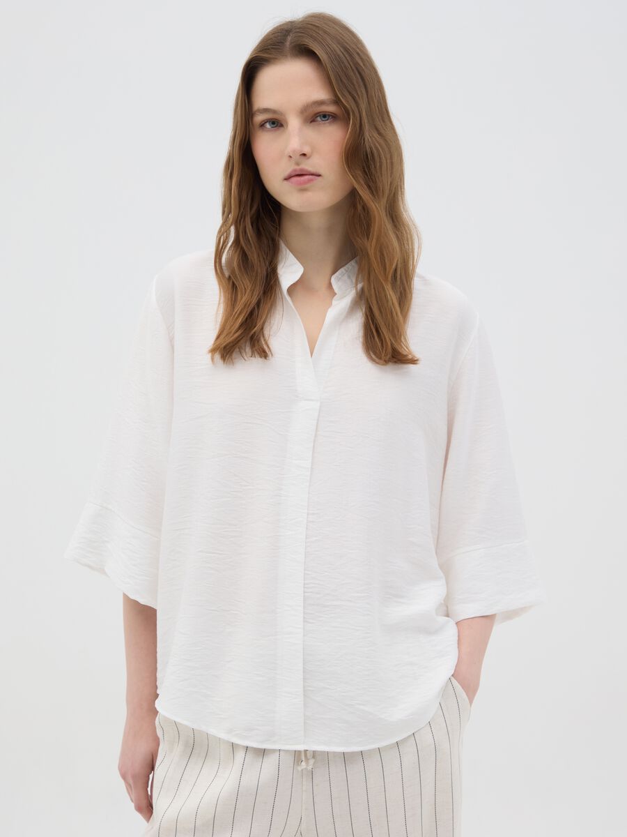 Women's white viscose blend shirt regular fit_0
