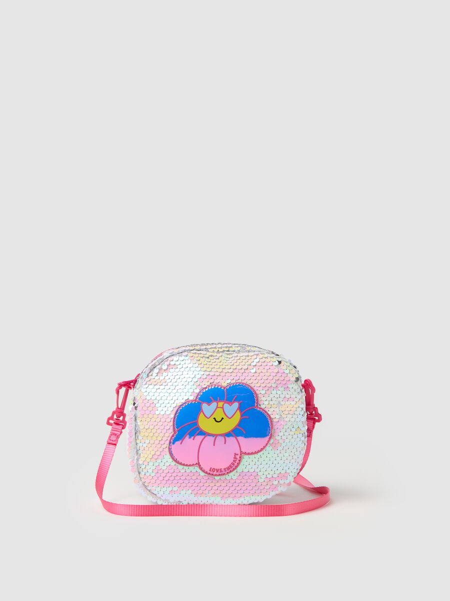 Multicoloured PVC shoulder bag for girls with sequins_0