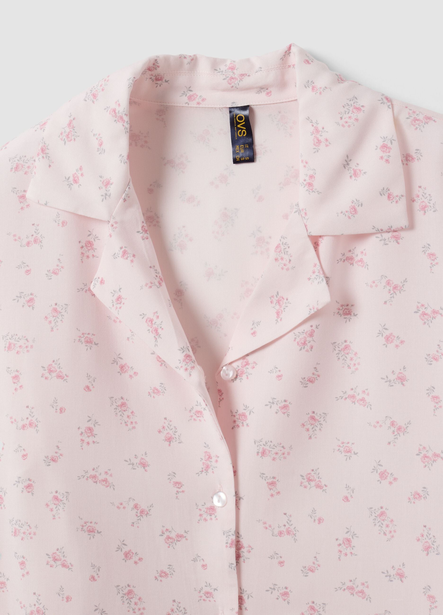 Pink floral pure viscose pyjama T-shirt