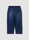 Jogger denim blu in cotone elasticizzato con vita elasticizzata per bambino_1