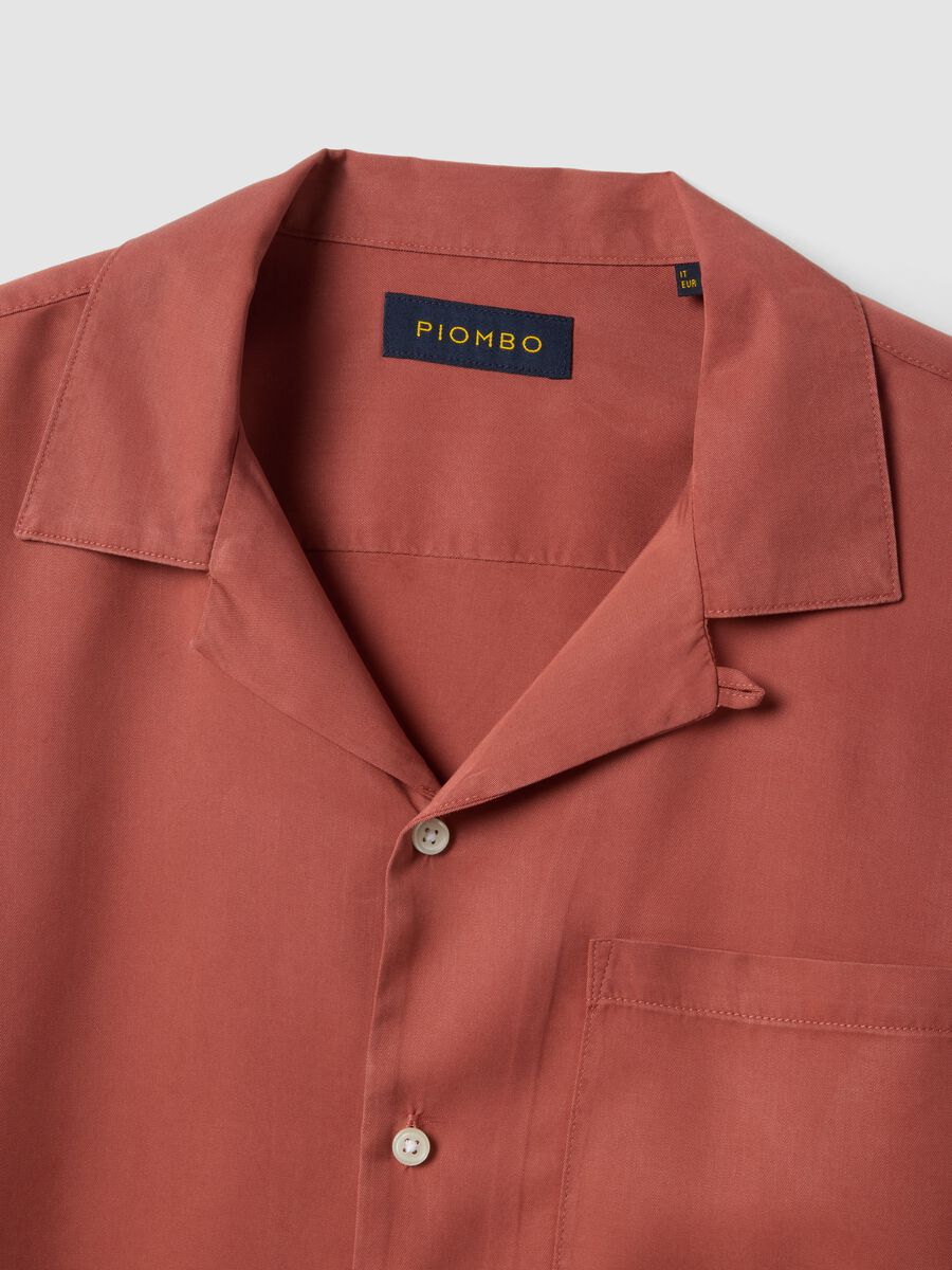 Camicia rossa a maniche corte in puro lyocell_5