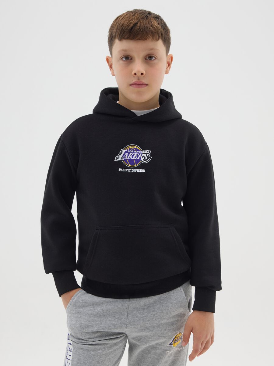 Children's black cotton blend sweatshirt regular fit with Lakers logo_0
