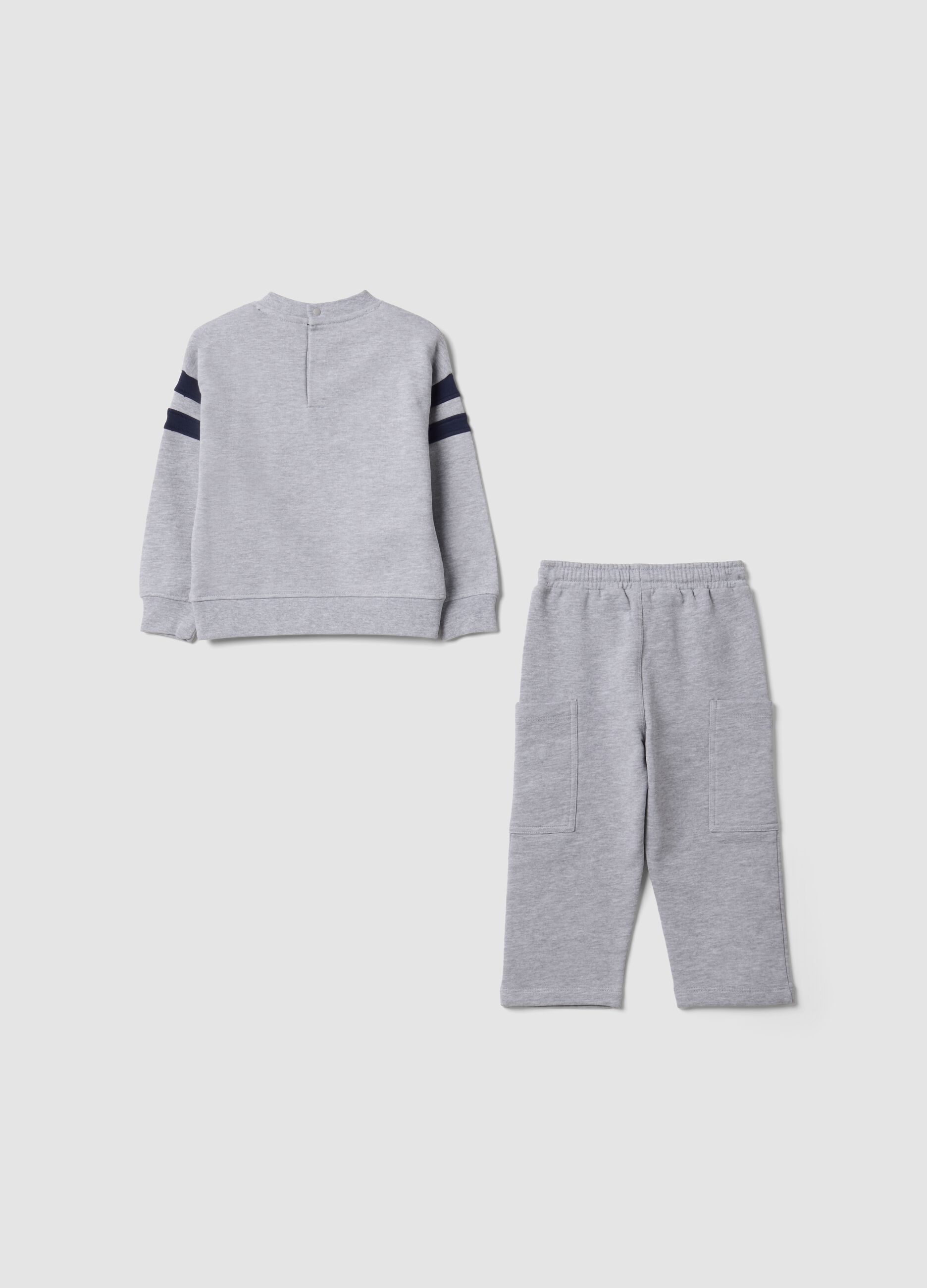 Completo jogging grigio in misto cotone con stampa Mickey Mouse