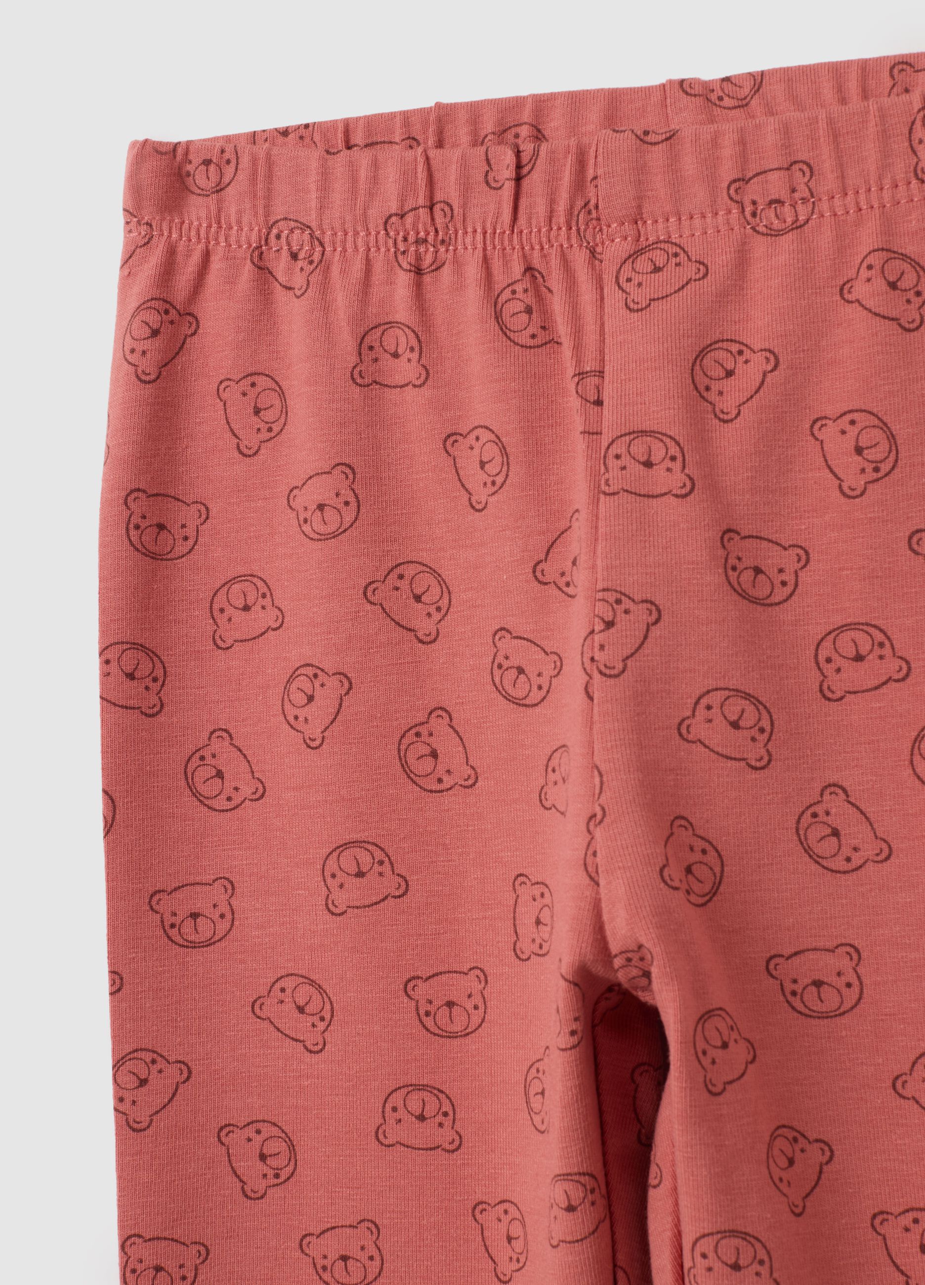 Leggings per bambine in cotone rosso elasticizzato