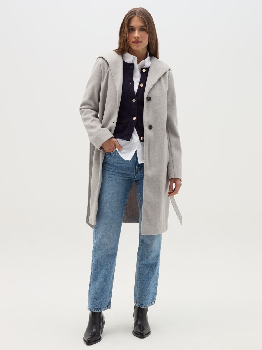 Coat in soft fabric with hood_1