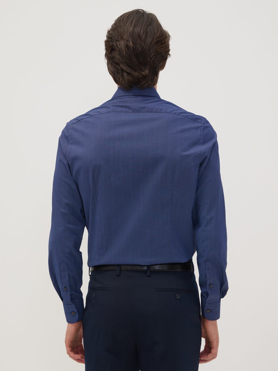 Camicia blu in popeline di cotone elasticizzato slim fit_3