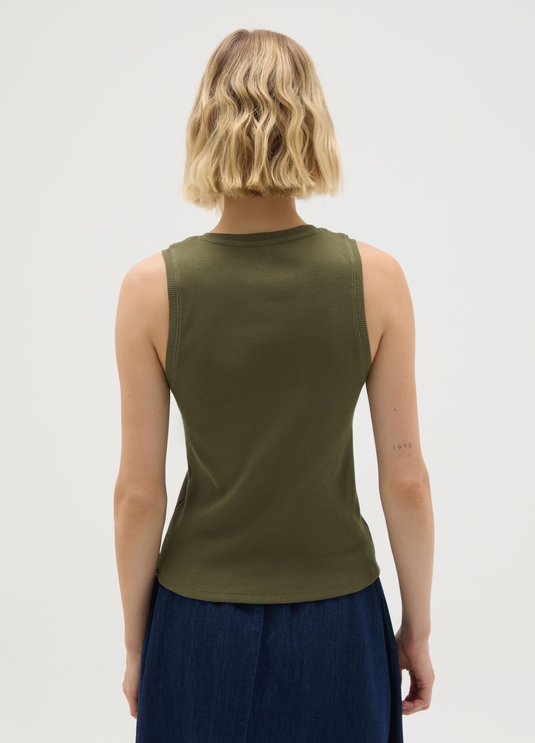 Women's pure cotton green tank top