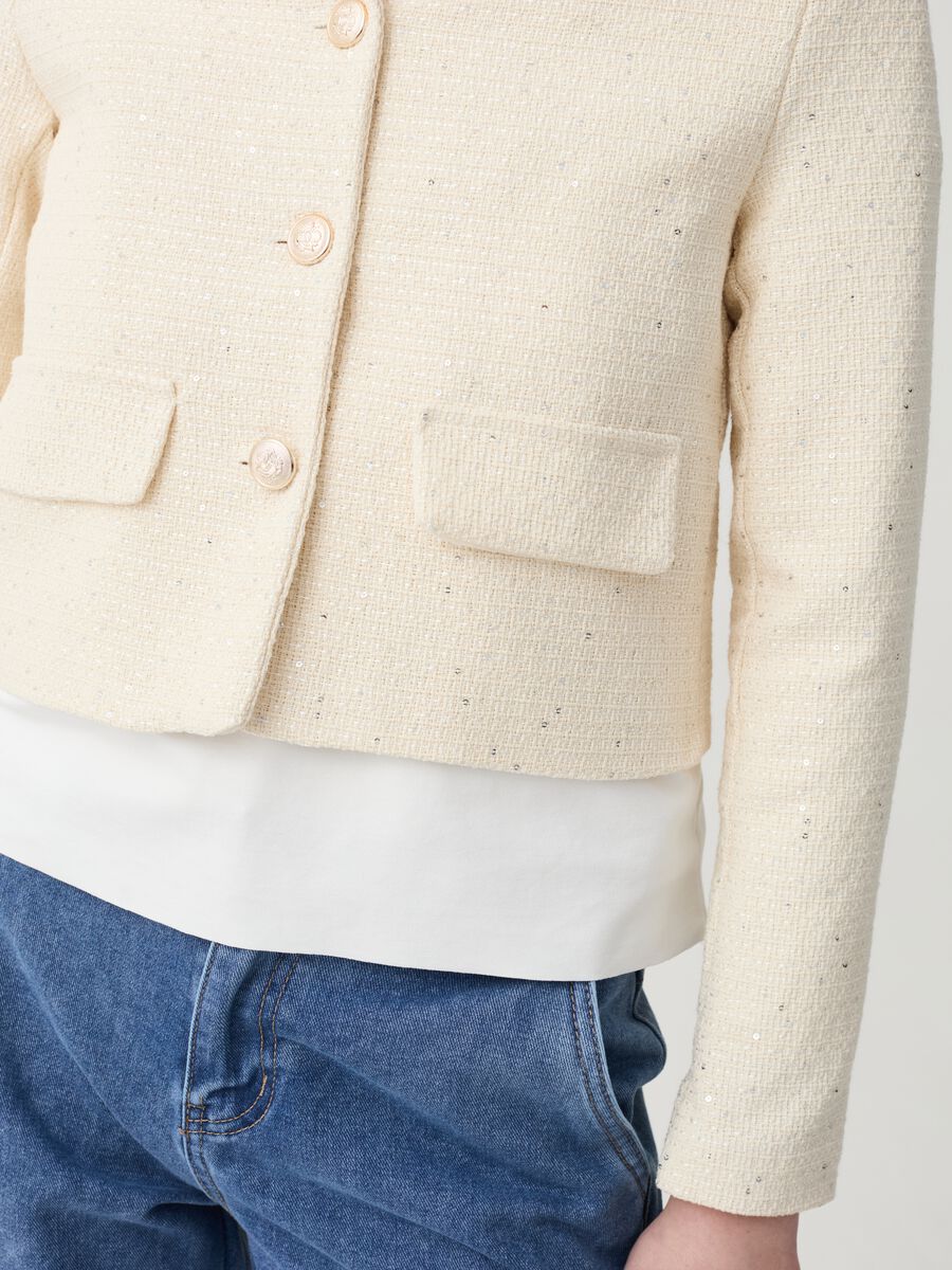 Cropped jacket with micro sequins_1