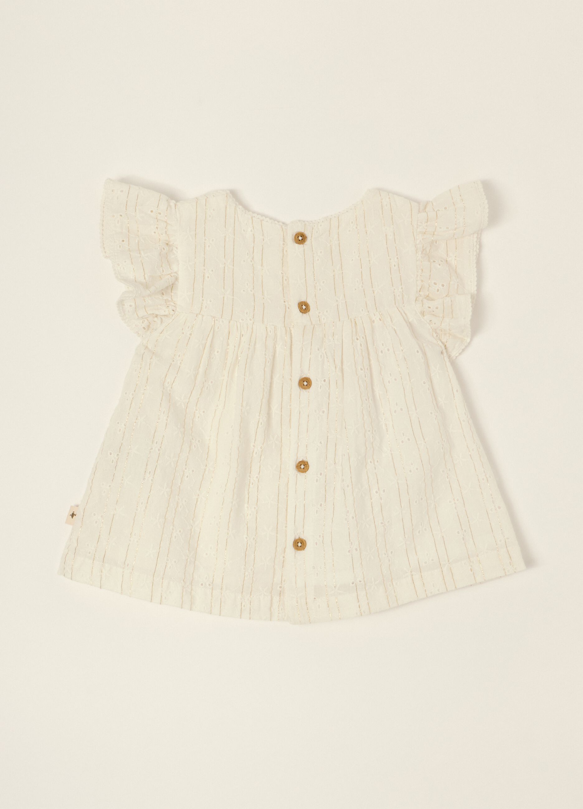 White broderie cotton-blend baby girl shirt