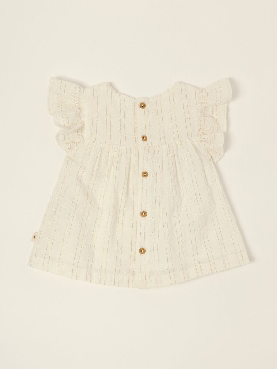 White broderie cotton-blend baby girl shirt_2