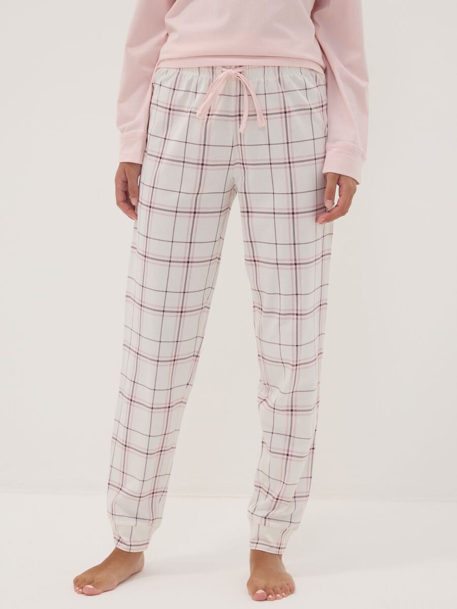 Pink crew-neck pyjamas in pure organic cotton_2