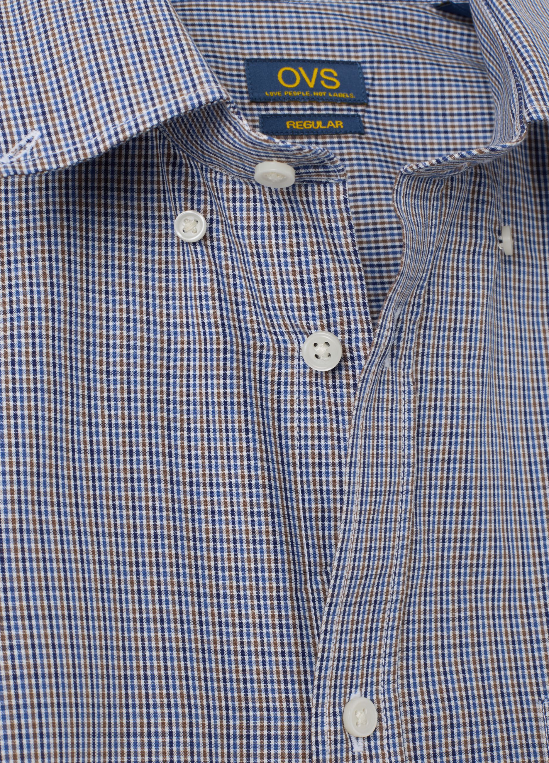 Camicia in misto cotone blu regular fit