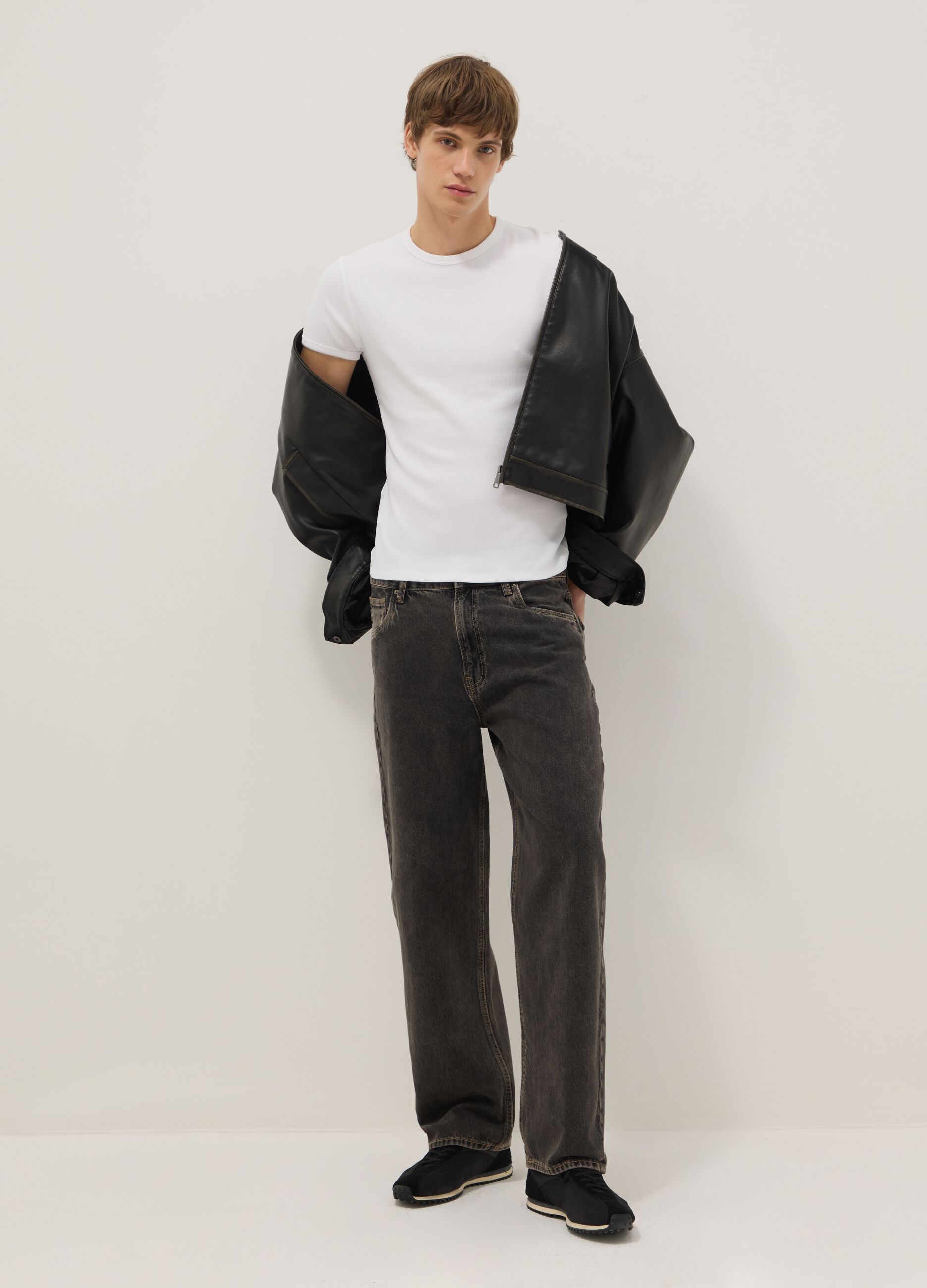 Black Baggy Cotton Jeans