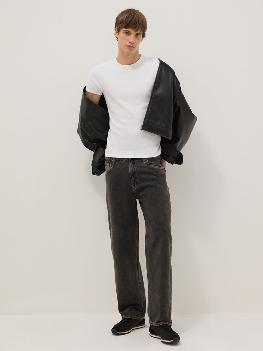Jeans baggy neri in puro cotone_0