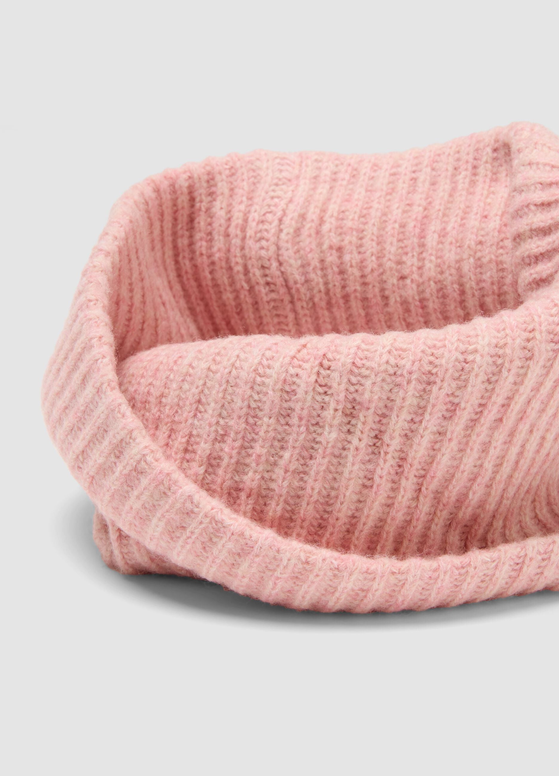Sciarpa rosa in misto lana a coste