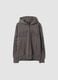 Dark grey cotton-blend hooded sweatshirt with embossed embroidery_0