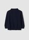 Blue long-sleeved pure cotton polo shirt_1