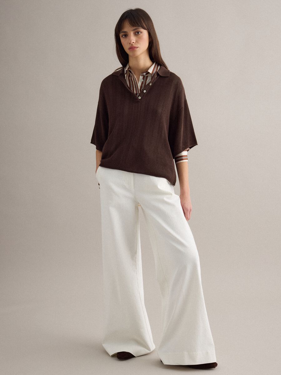 Polo marrone regular fit con maniche al gomito_2