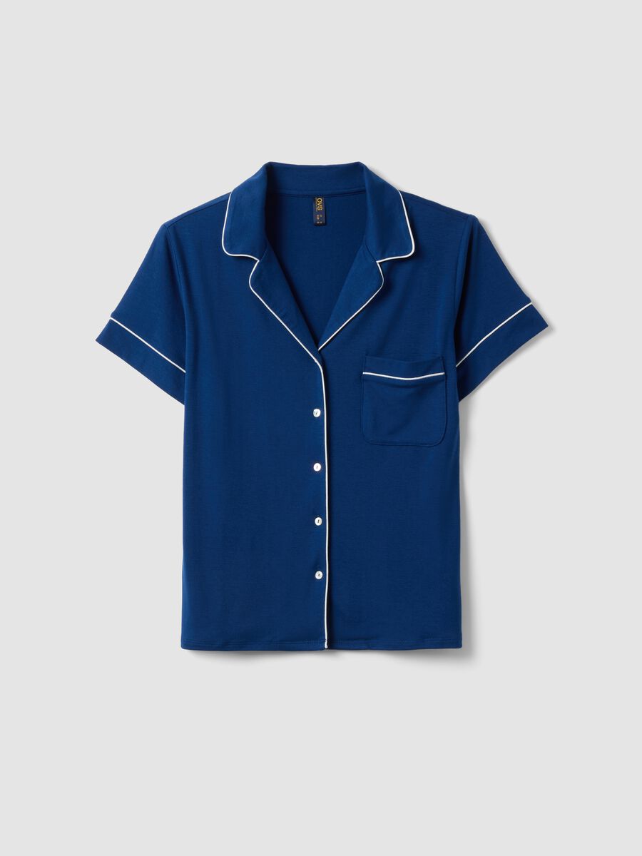 Blue Regular Fit Stretch Viscose Blend Pyjama Top_4